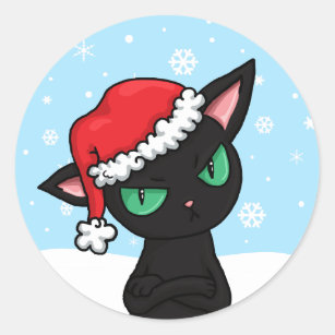 Grumpy Black Cat Stickers