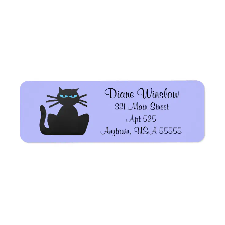 Grumpy Black Cat Womans Lavender Return Label | Zazzle