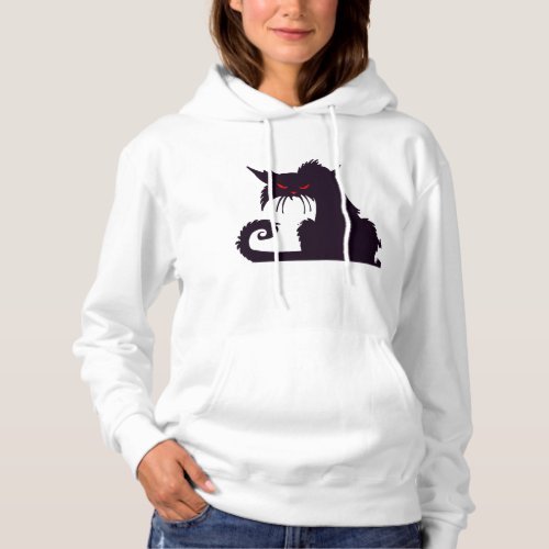 Grumpy Black Cat Womens Hoodie