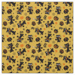 Grumpy Black Halloween Cats and Spooky Pumpkins Fabric