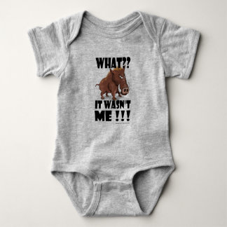 Grumpy Boar says "It wasn't me" Baby Bodysuit