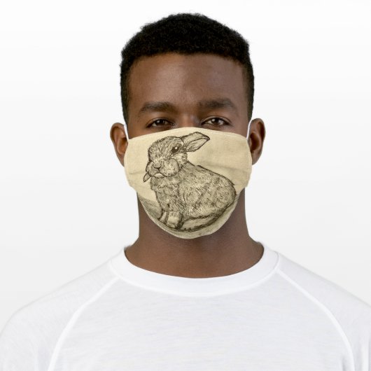 Grumpy Bunny Adult Cloth Face Mask (Worn)