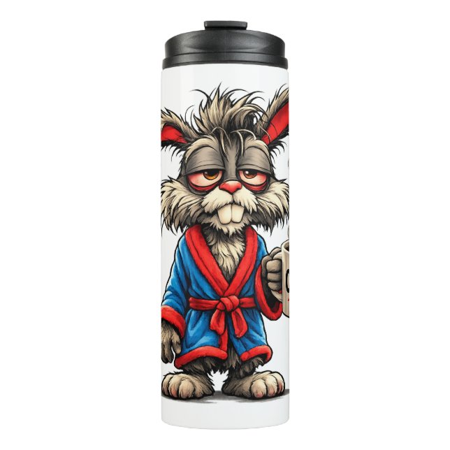 Grumpy Bunny Coffee Funny T-Shirt Thermal Tumbler (Front)