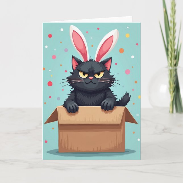 Grumpy Bunny Kitty Fun Card (Front)