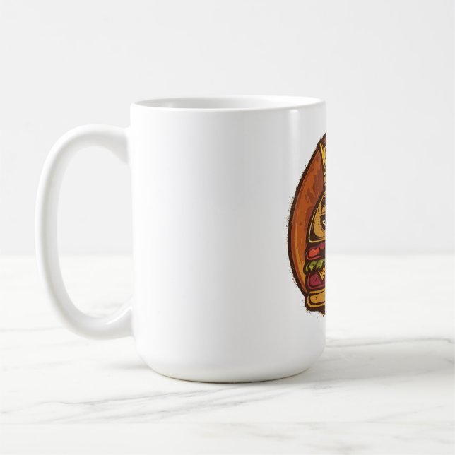 Grumpy Burger Crown Graphic Black Tee Coffee Mug (Left)