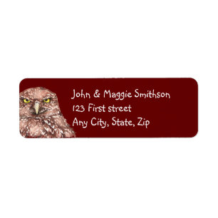 Grumpy Burrowing Owl Bird Nature Custom Art Label