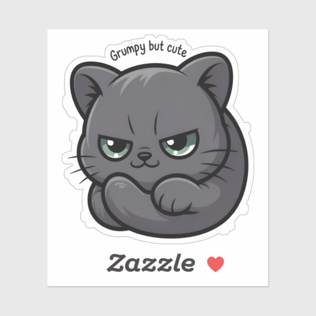 Grumpy but Cute Sassy Cat Illustration Sticker (Sheet)