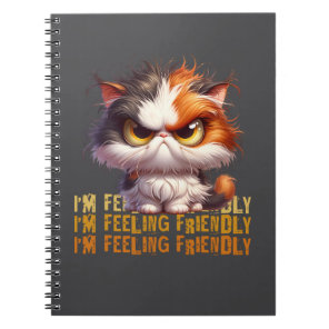 Grumpy Calico Cat and funny quote Notebook
