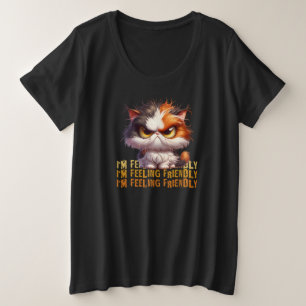Grumpy Calico Cat and funny quote Plus Size T-Shirt