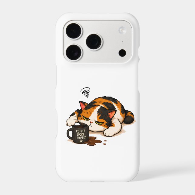 Grumpy Calico Cat - Coffee spoke iPhone Case (Back)