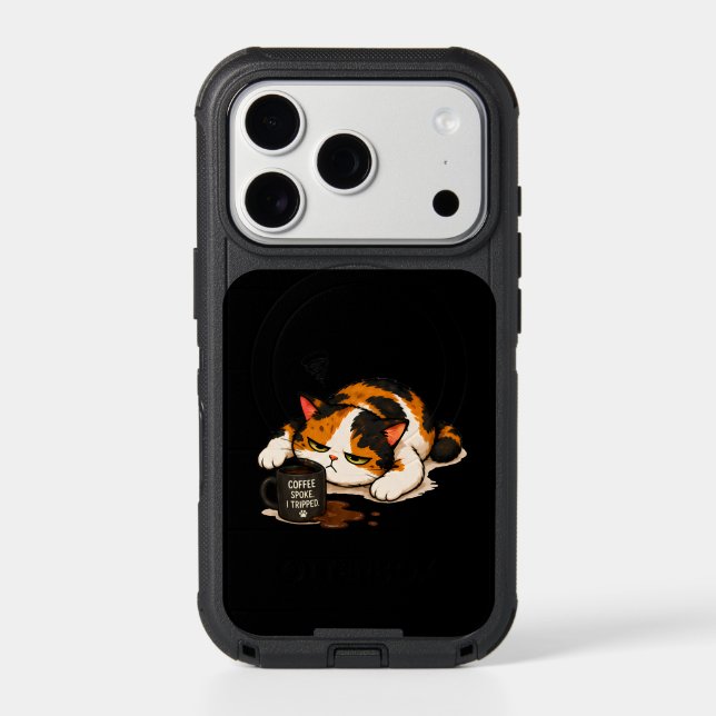 Grumpy Calico Cat - Coffee spoke Otterbox iPhone Case (Back)