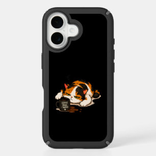 Grumpy Calico Cat - Coffee spoke iPhone 16 Case