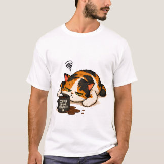 Grumpy Calico Cat - Coffee spoke T-Shirt