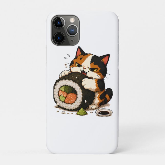 Grumpy Calico Cat Sushi Lover  Case-Mate iPhone Case (Back)