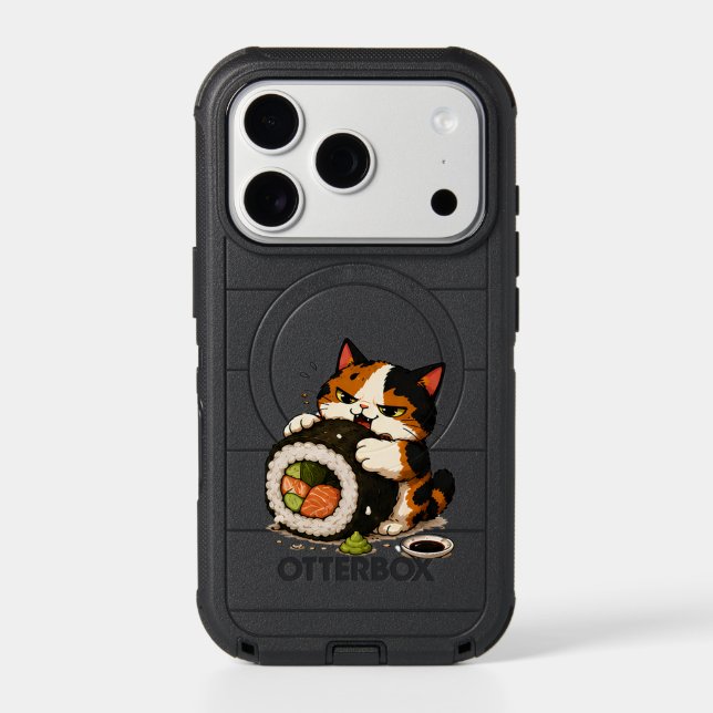 Grumpy Calico Cat Sushi Lover  Otterbox iPhone Case (Back)