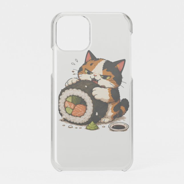 Grumpy Calico Cat Sushi Lover  Uncommon iPhone Case (Back)