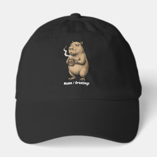 Grumpy Capybara Coffee Vintage Ink Sketch Hat