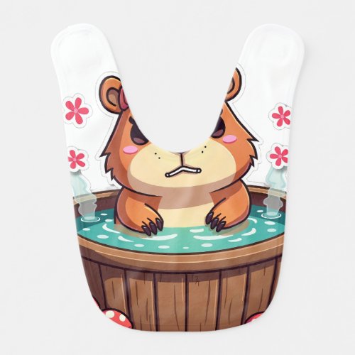 Grumpy Capybara Hot Tub Kawaii Mushroom Sticker Ar Baby Bib