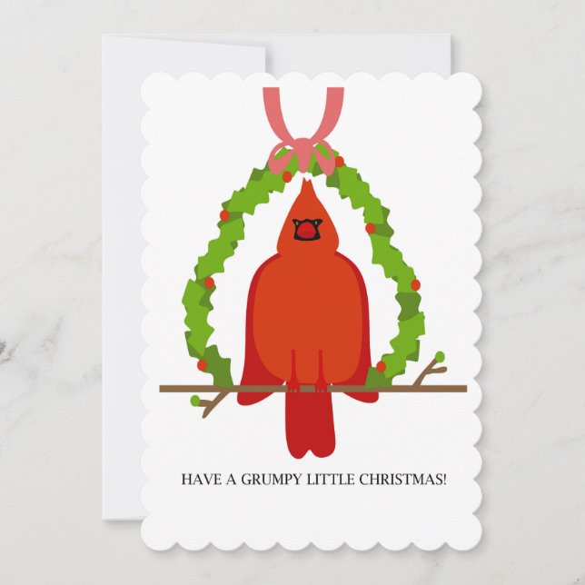Grumpy Cardinal Christmas Holiday Card (Front)