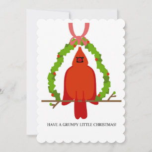 Grumpy Cardinal Christmas Holiday Card