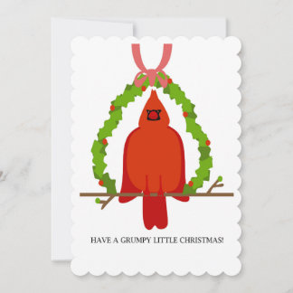 Grumpy Cardinal Christmas Holiday Card