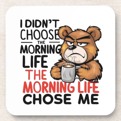 Grumpy Cartoon Bear Beverage Coaster
