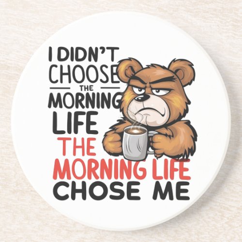 Grumpy Cartoon Bear Coaster