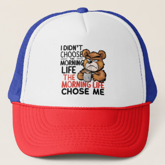 Grumpy Cartoon Bear Trucker Hat