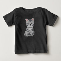 Grumpy Cartoon Tabby Kitten Sitting Art