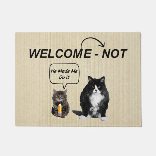 Grumpy Cat and Kitten Door Mat