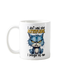 Grumpy Cat Attitute Funny Animal Sarcastic Saying Coffee Mug
