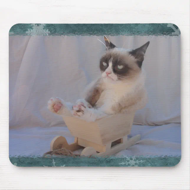 Grumpy Cat Blue Snowflake Mousepad Zazzle