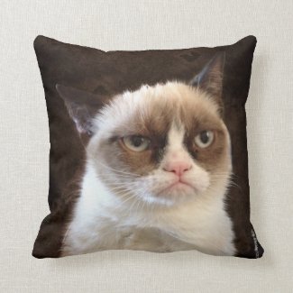 Grumpy Cat Brown Pillow