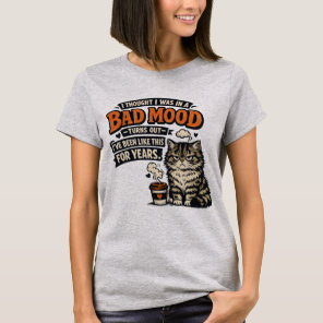 Grumpy Cat Coffee Mood – Retro Funny Quote Design T-Shirt