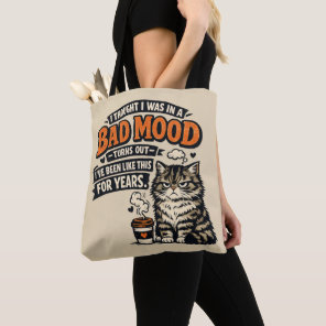 Grumpy Cat Coffee Mood – Retro Funny Quote Design Tote Bag