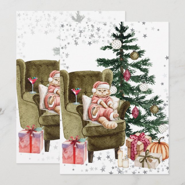 Grumpy Cat Couple Christmas Cards (Front/Back)