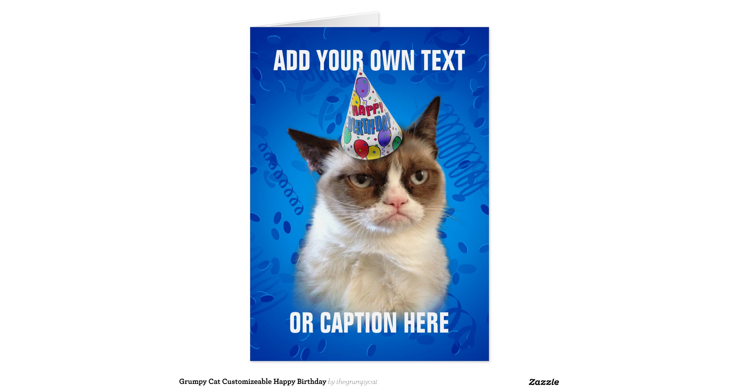 Grumpy Cat Customizeable Happy Birthday Greeting Card | Zazzle