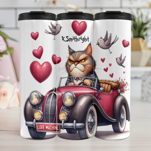 Grumpy Cat Driving Love Machine Thermal Tumbler (Creator Uploaded)