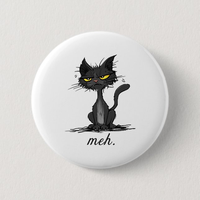 GRUMPY CAT - Funny Meh Cat - Crazy Cat Lady Gift Button (Front)