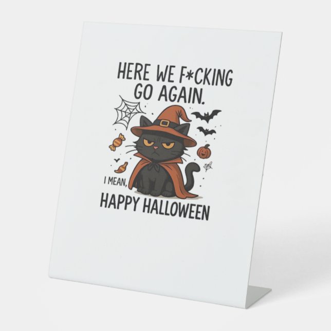 Grumpy Cat Halloween Classic T-Shirt Pedestal Sign (Front)