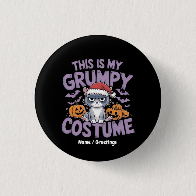 Grumpy Cat Halloween Costume Funny Holiday Animal  Button (Front)