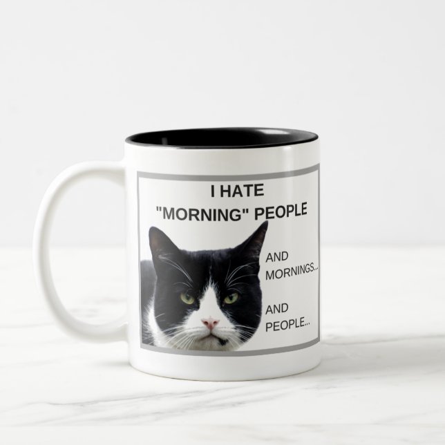 Grumpy Cat "I Hate Morning People" Coffee Mug! Two-Tone Coffee Mug (Left)