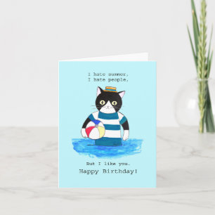 Grumpy Cat I hate Summer I hate people birthday Card