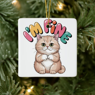 Grumpy Cat "I'm Fine" Funny Cartoon Shirt Ceramic Ornament