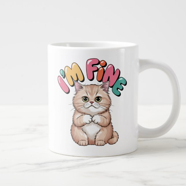 Grumpy Cat "I'm Fine" Funny Cartoon Shirt Giant Coffee Mug (Right)