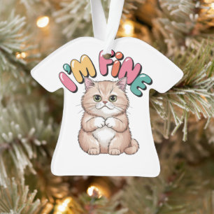 Grumpy Cat "I'm Fine" Funny Cartoon Shirt Ornament