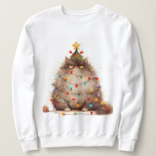 Grumpy Cat In Christmas Lights Funny Cat  Sweatshirt