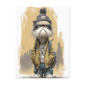 Grumpy Cat in Streetwear Postcard