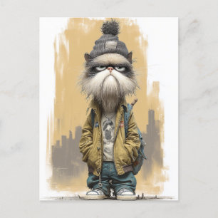 Grumpy Cat in Streetwear Postcard