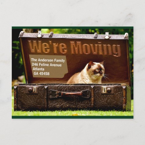Grumpy Cat in Suitcase Moving Announcent Card